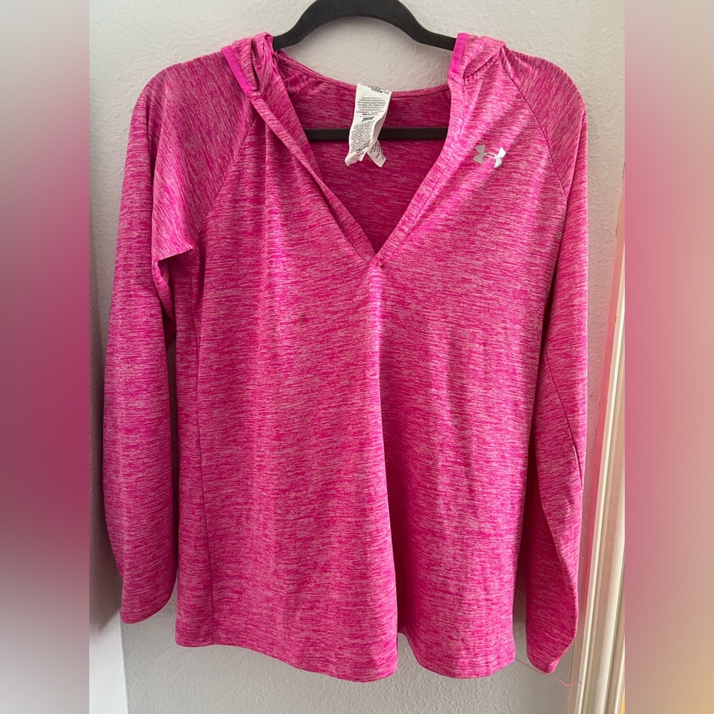 Pink lightweight long sleeve Under-armor hoodie